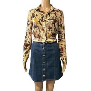 Zara Basic Floral Long Sleeve Blouse